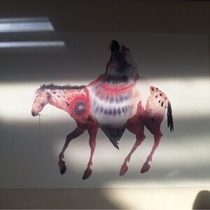 Two Vintage Watercolor Horse Painting Framed
